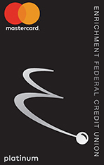 Silver Enrichment E logo on black Mastercard with Platinum.
